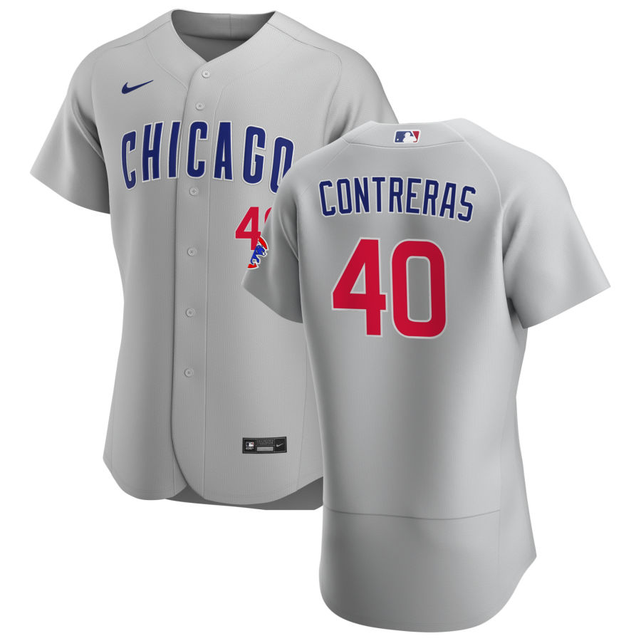 Chicago Cubs 40 Willson Contreras Men Nike Gray Road 2020 Authentic Team Jersey